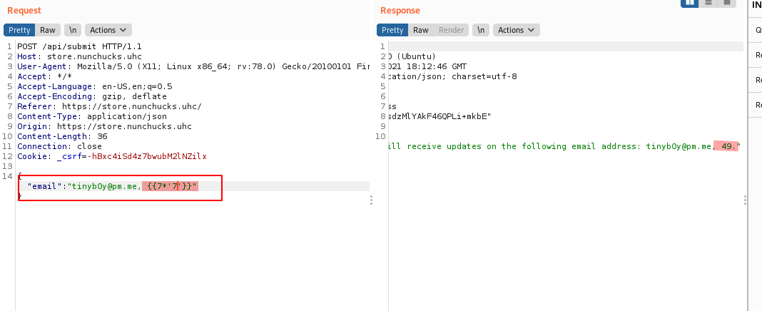 [SSTI in email field]
